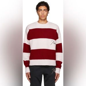 Rhude Red & Off-White Stripe Sweater Size Medium $915 UNISEX